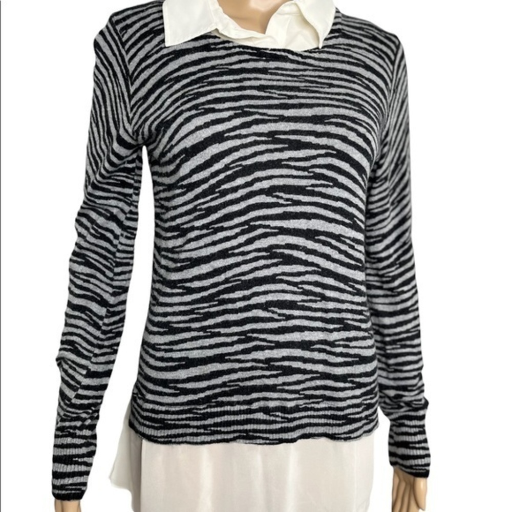 DKNY layered look animal print sweater, EUC